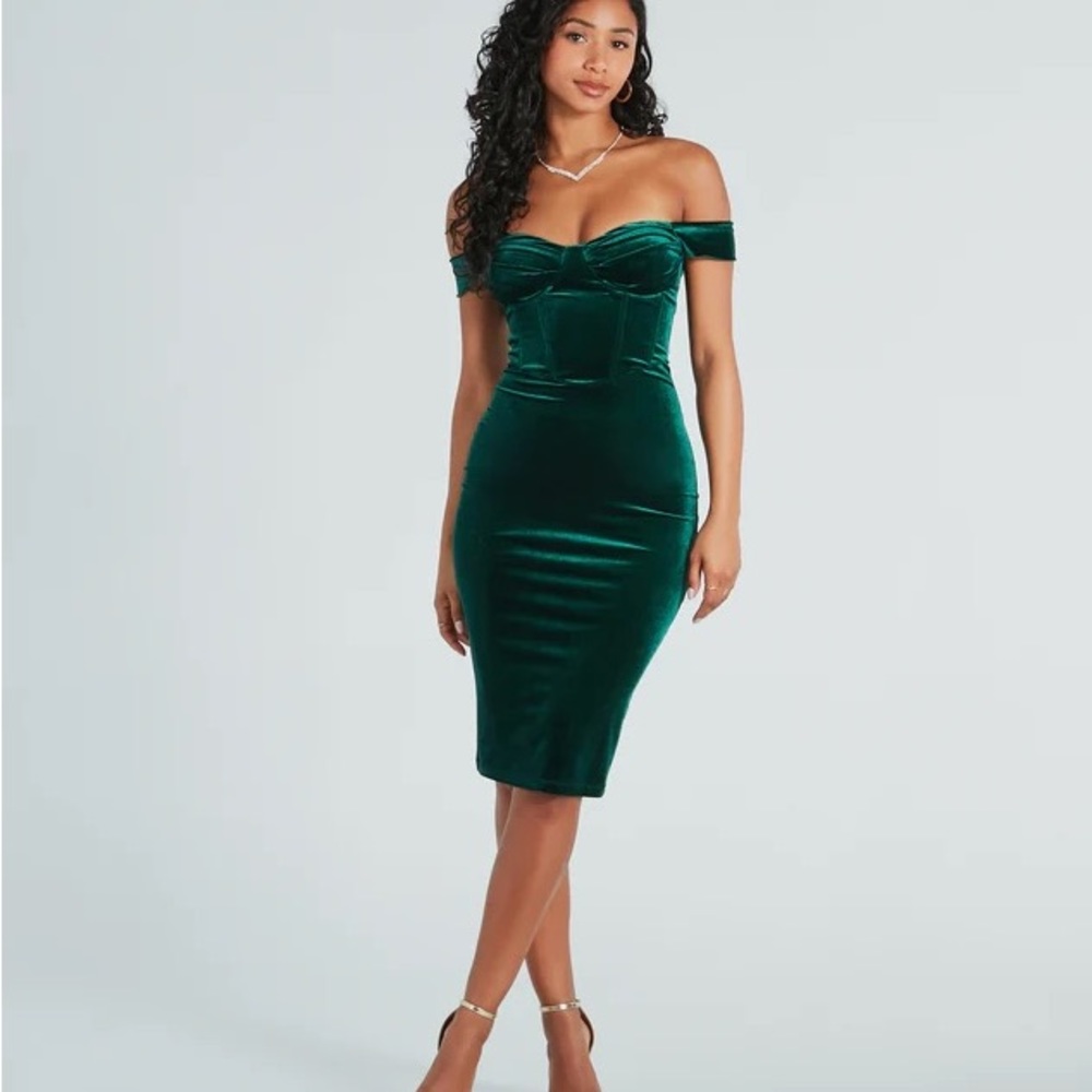 Green Velvet Corset Dress